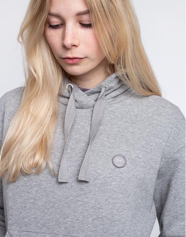 Knowledge Cotton Daphne Basic Badge Hoodie 1012 Grey Melange L
