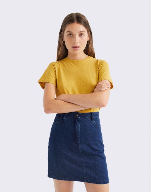 Thinking MU Denim Hemp Marsha Skirt DENIM S