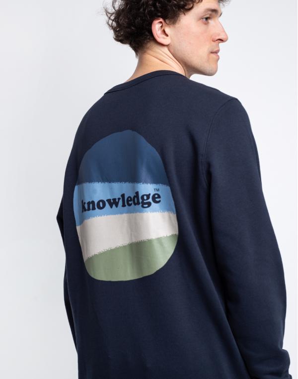 Knowledge Cotton Elm Basic Chest And Bag Print Sweat 1001 Total Eclipse M