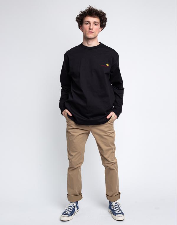 Carhartt WIP L/S American Script T-Shirt Black L