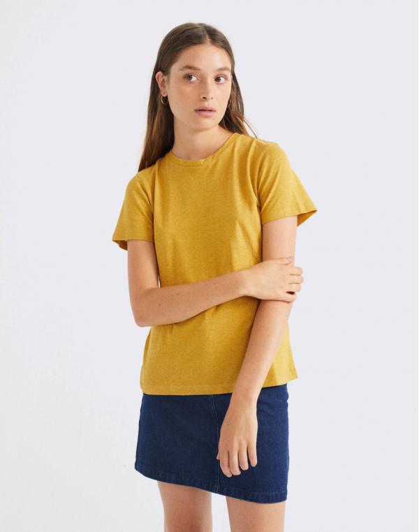Thinking MU Mustard Hemp Juno T-Shirt MUSTARD L