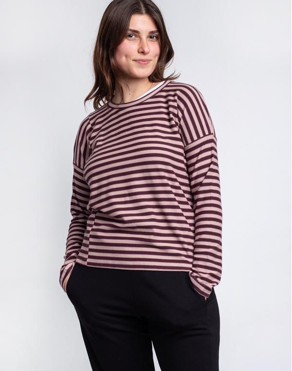 Armedangels Palinaa Knitted Stripe aubergine-kinoko M