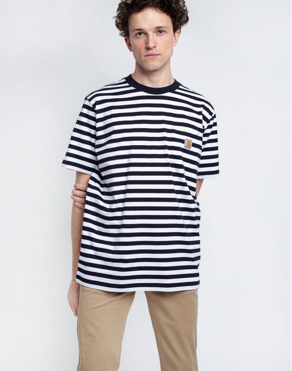 Carhartt WIP S/S Scotty Pocket T-Shirt Scotty Stripe, Dark Navy / White M