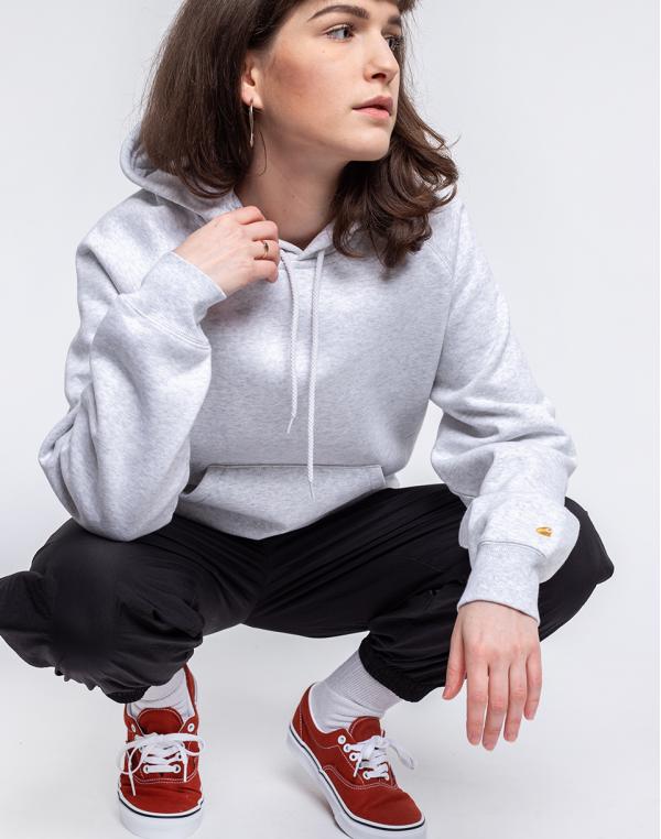 Carhartt WIP W' Hooded Chase Sweat Ash Heather / Gold M