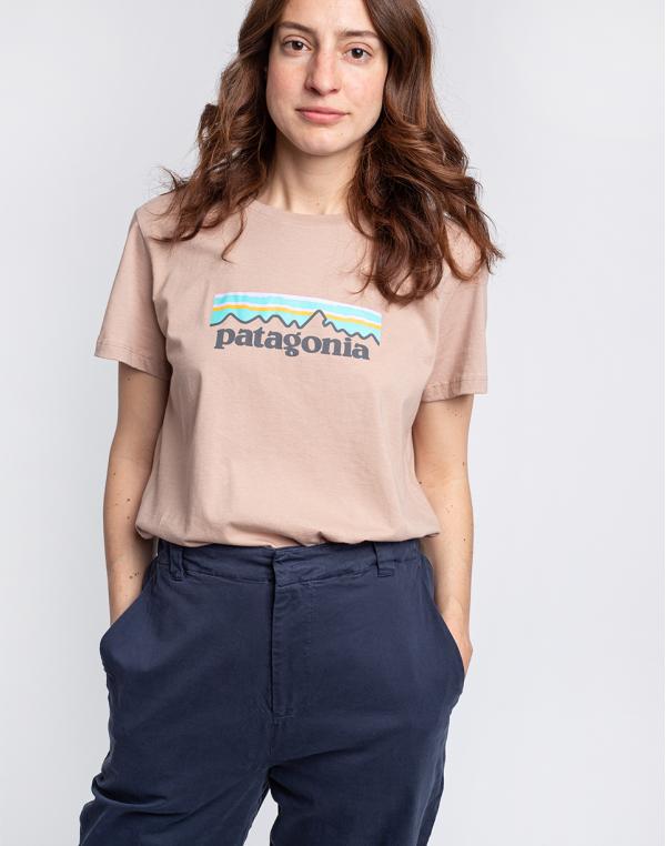 Patagonia W's Pastel P-6 Logo Organic Crew T-Shirt Pampas Tan S