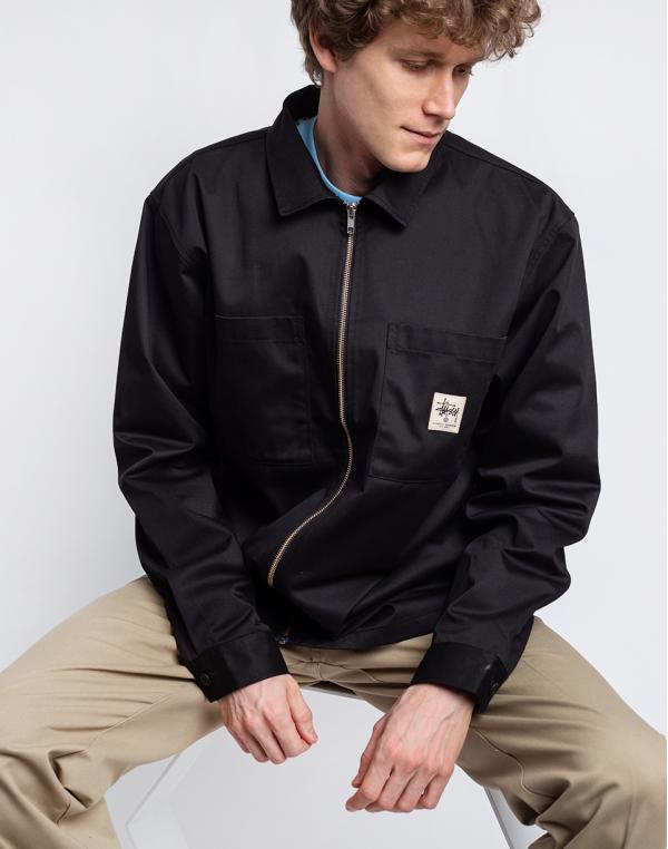 Stüssy Zip Up Work LS Shirt BLACK M