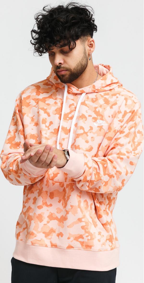 Nike  NSW Club French Terry Hoodie camo oranžová