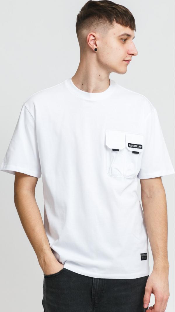 CATERPILAR Double Pocket Tee bílé