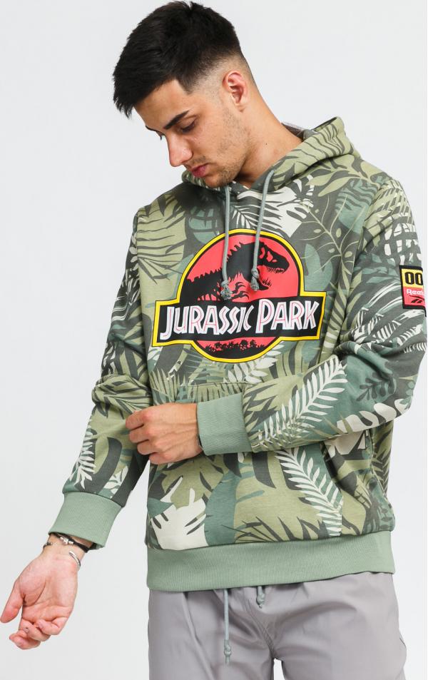 Reebok Jurassic Park AOP Hoodie olivová / béžová / zelená