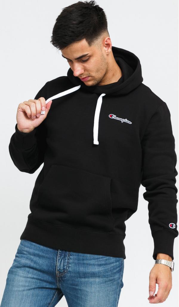 Champion Organic Cotton Left Chest ogo Hooded Sweatshirt černá