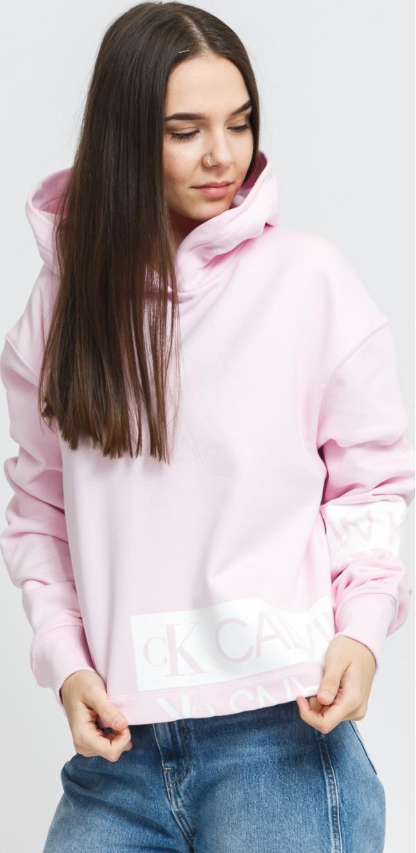 CALVIN KLEIN JEANS W irrored ogo Hoodie světle růžová