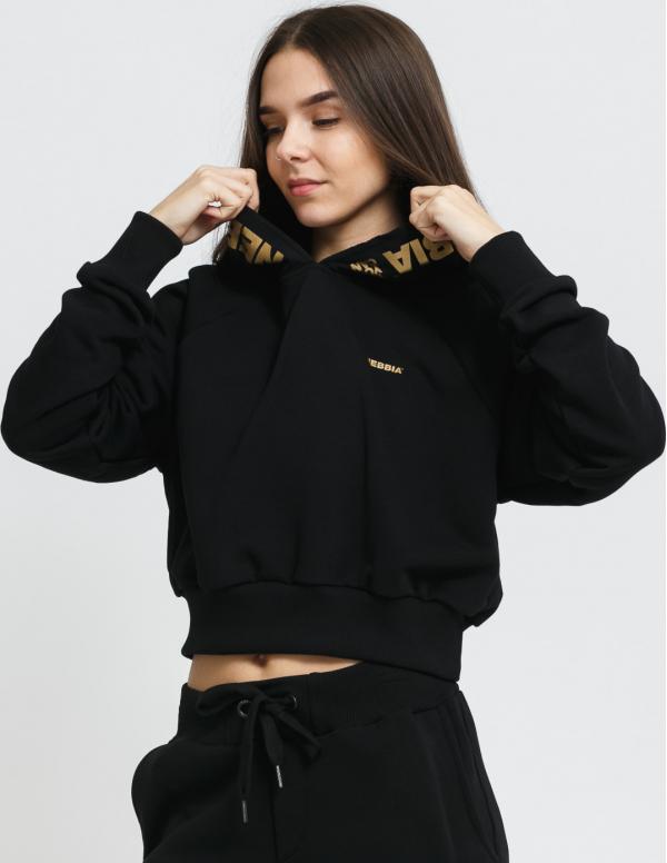 Nebbia Golden Crop Hoody černá / zlatá