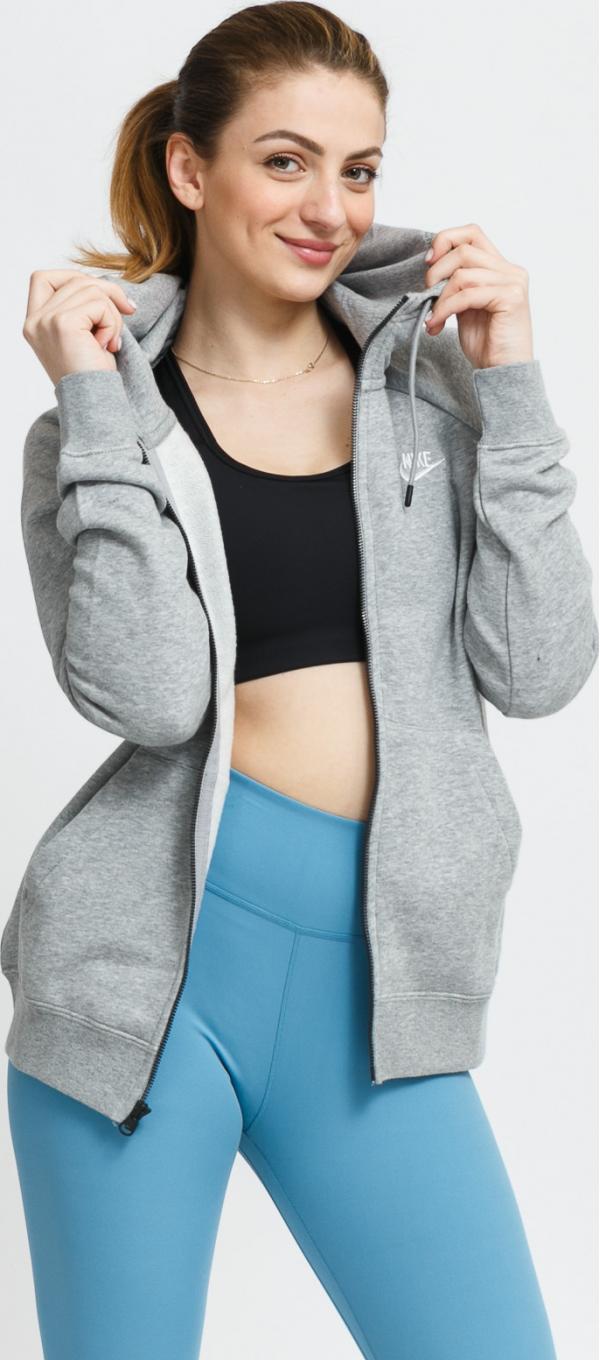 Nike W NW Essential Fleece FZ Hoodie melange šedá