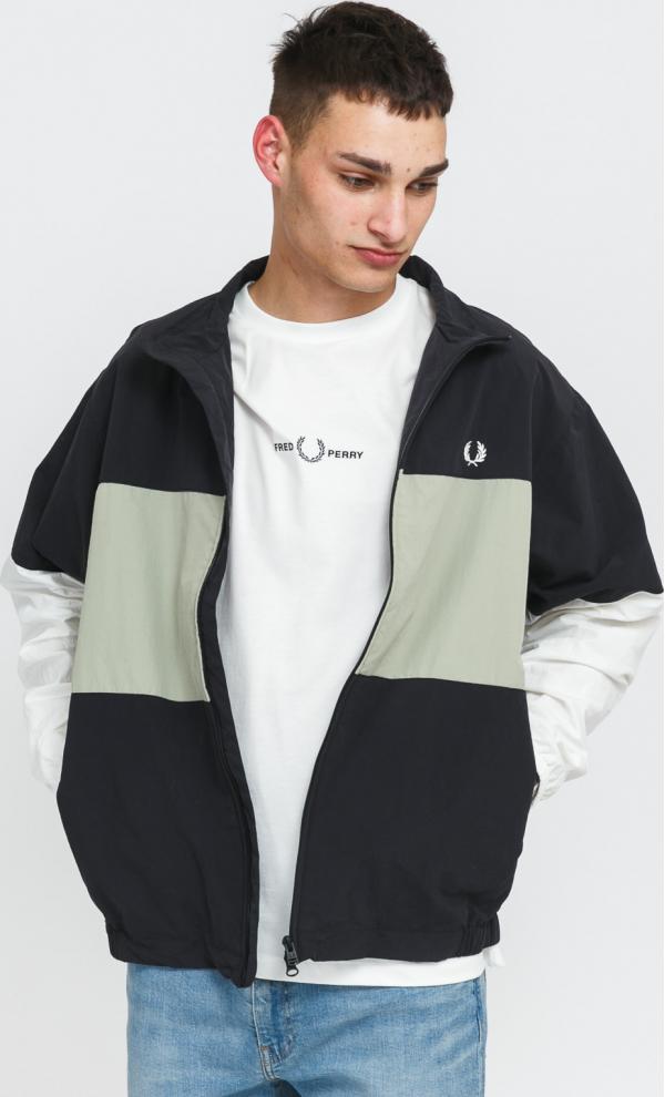 FRED PERRY Colour Block Shell Jacket černá / světle olivová