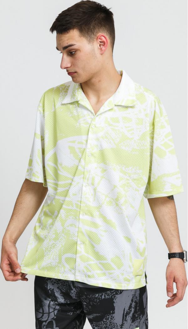Jordan M J Flight AOP SS Button Down bílá / limetková