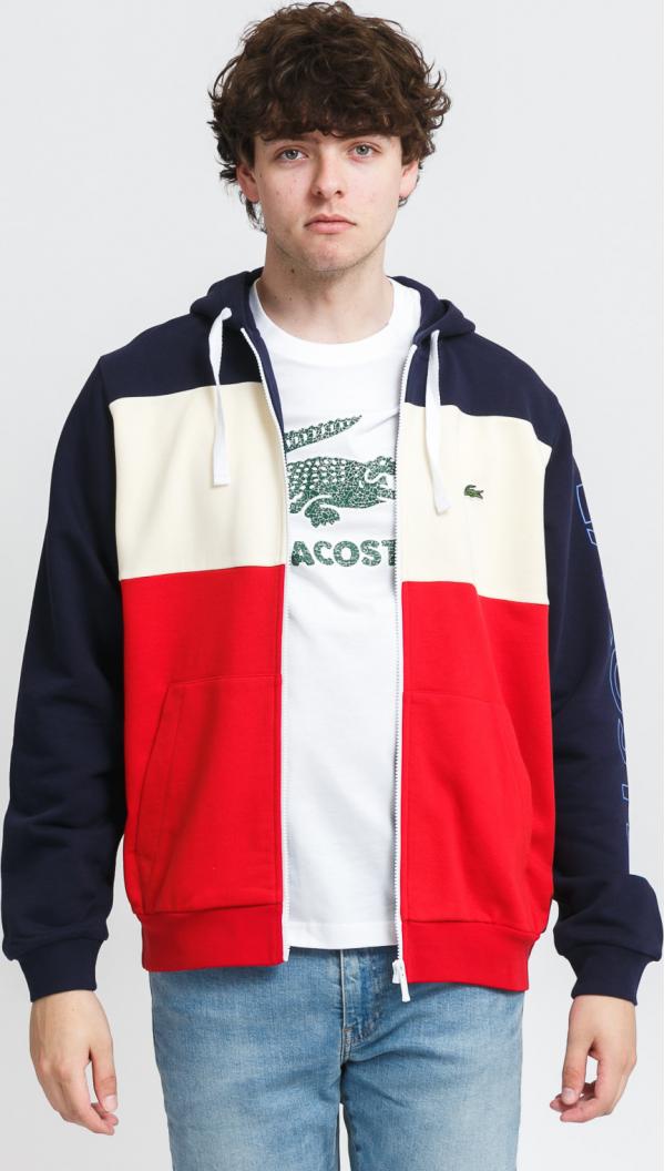 ACOSTE en's Colourblock Fleece Zip Hoodie červená / krémová / navy