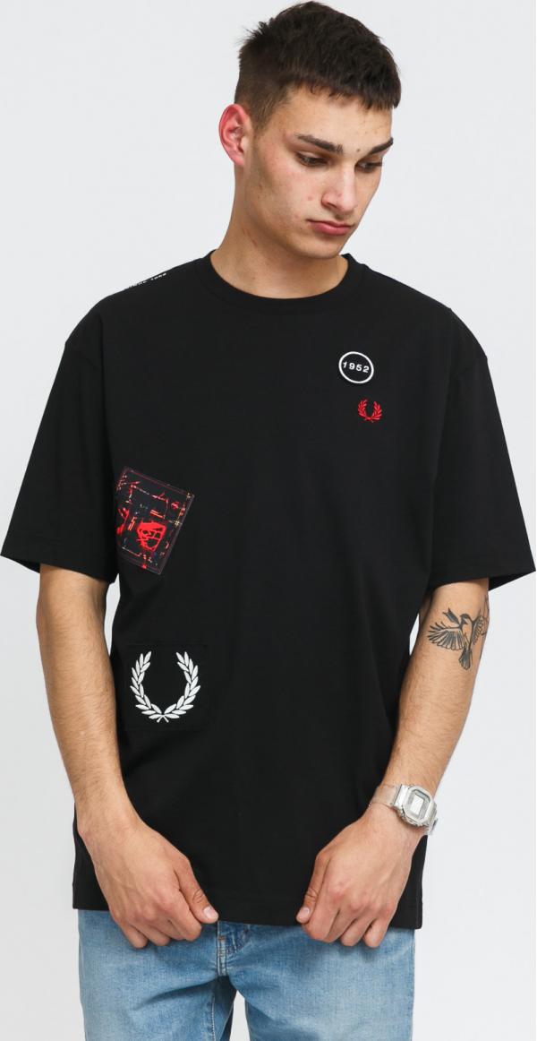 FRED PERRY Graphic Applique Tee černé