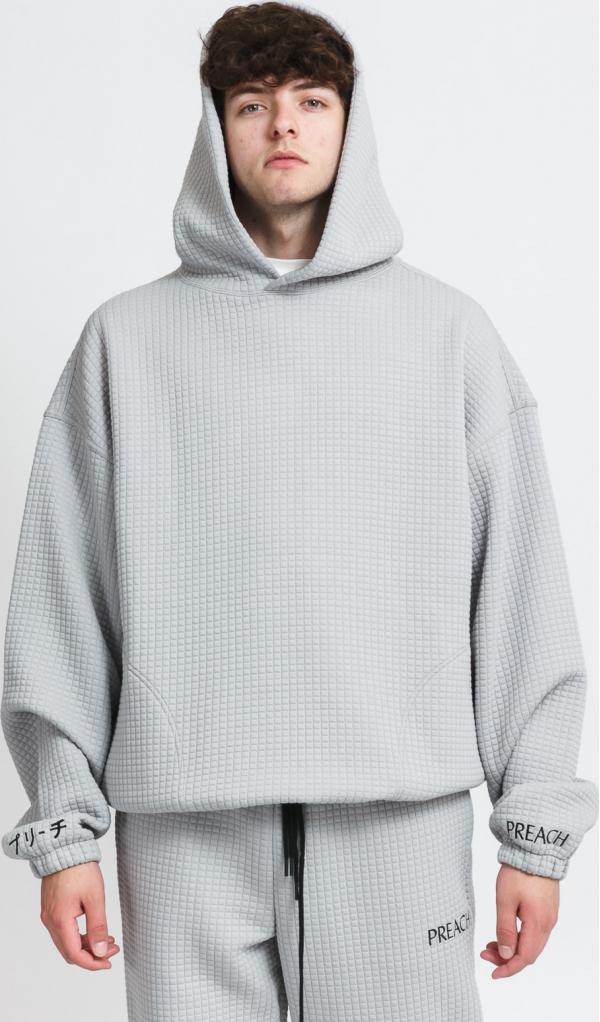 PREACH Oversized Waffle Hoodie šedá