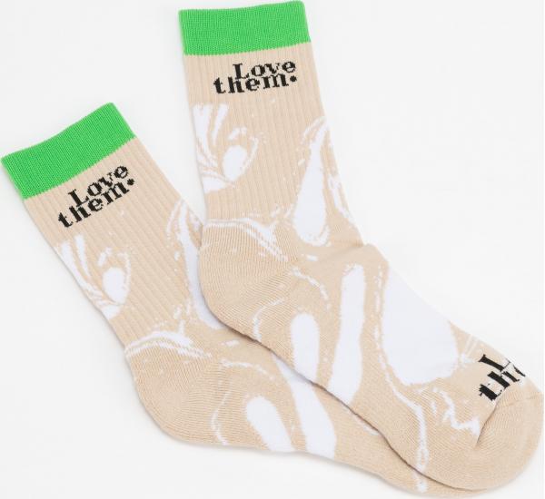 LOVE THEM Socks Oil Patern béžové / bílé