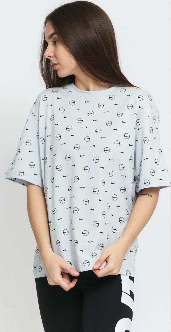 Nike W NSW BF S Tee AOP Print světle modré / černé