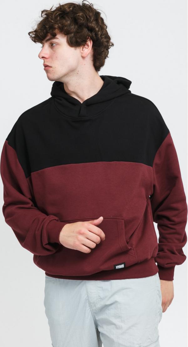 Urban Classics Upper Block Hoody vínová / černá