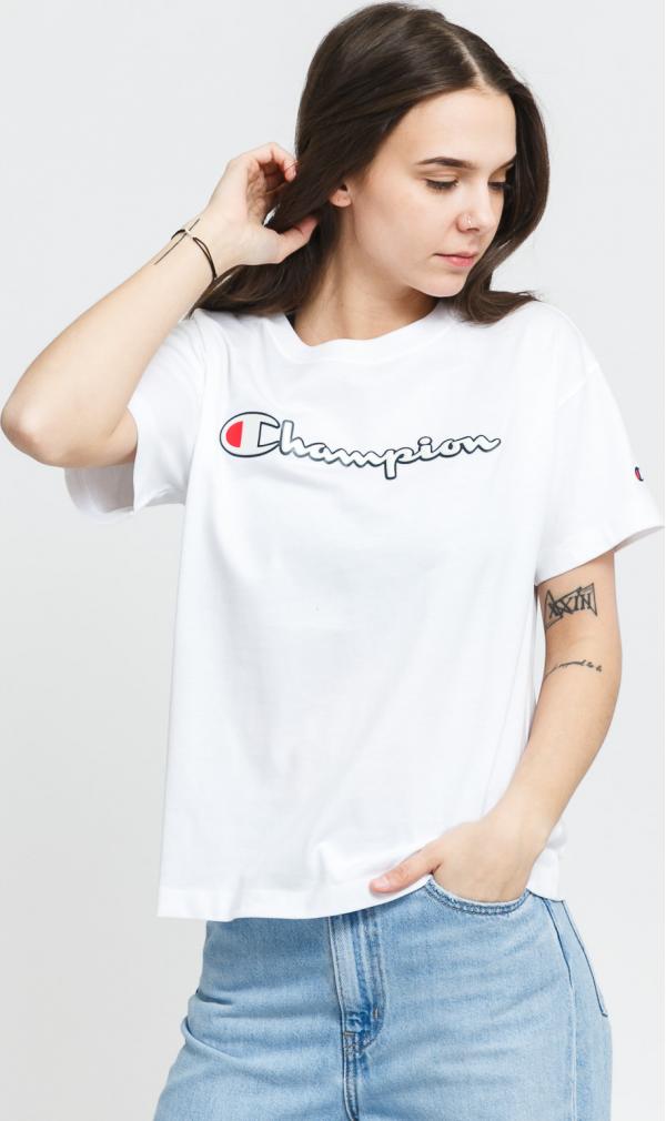 Champion Vintage Script ogo Crew Neck T-hirt bílé