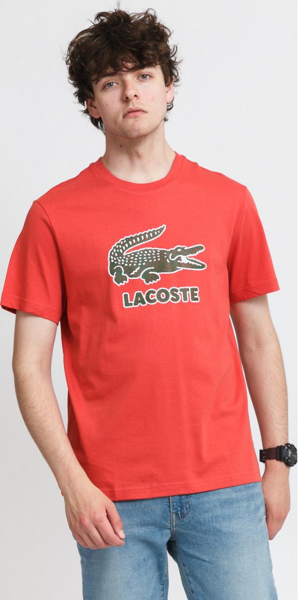 LACOSTE Big Crocodile ogo Tee světle červené