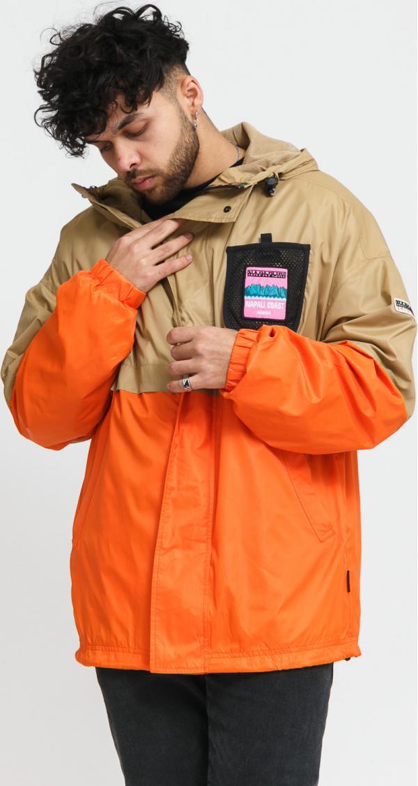NAPAPIJRI A - Kalalau Jacket neon oranžová / béžová