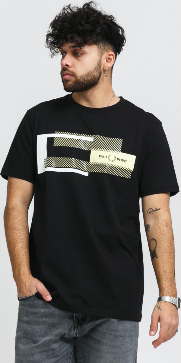 FRED PERRY Mixed Graphic Tee černé
