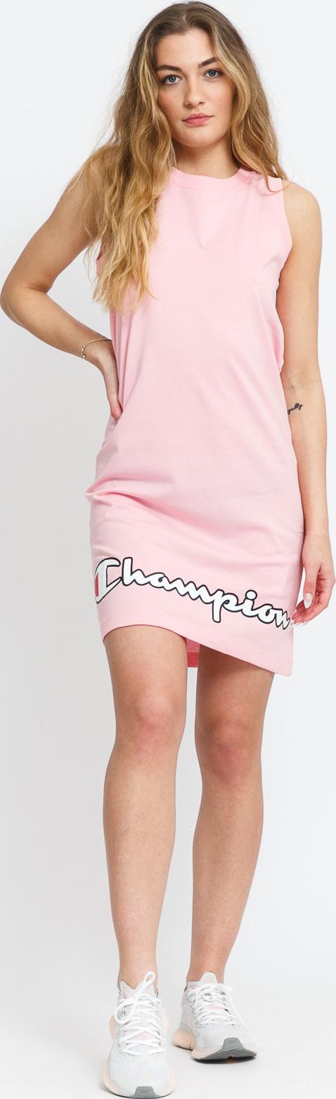 Champion cript ogo Ribbed Trim Dress růžové