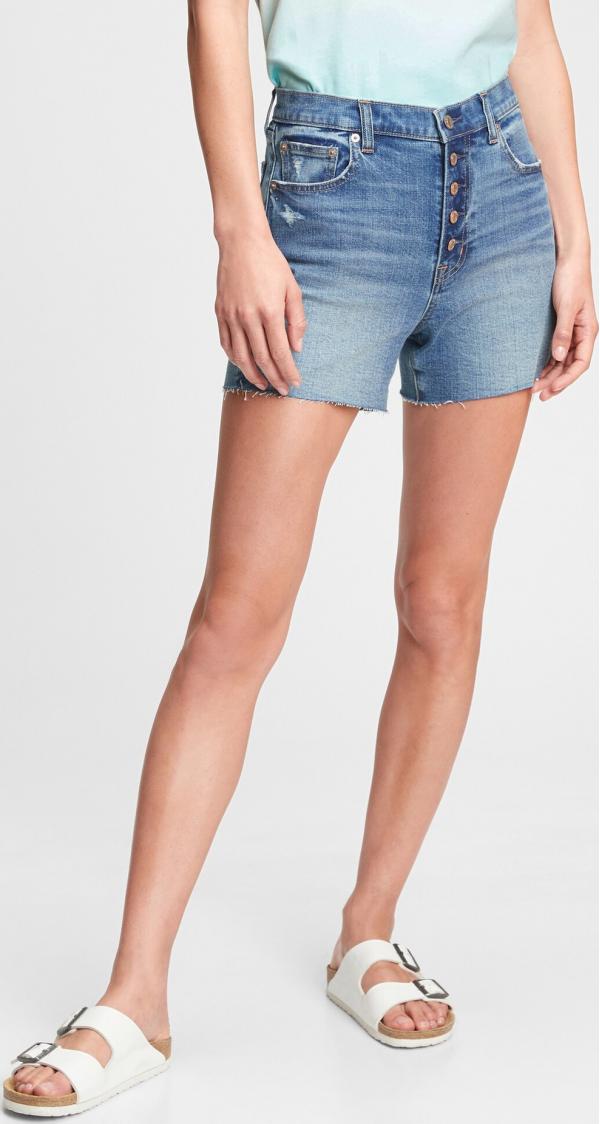4" High Rise Button-Fly Denim Šortky GAP
