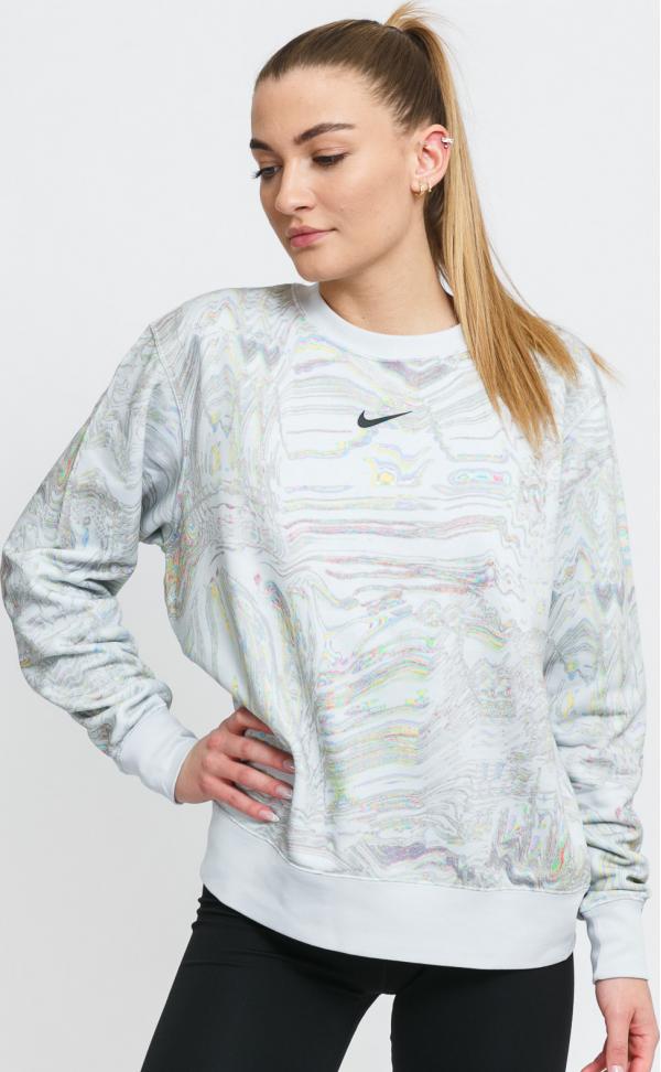 Nike W NSW Trend Fleece Crew AOP světle modrá / multicolor