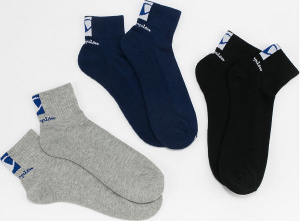 Champion 3Pack Double Logo Socks navy / melange šedé / černé
