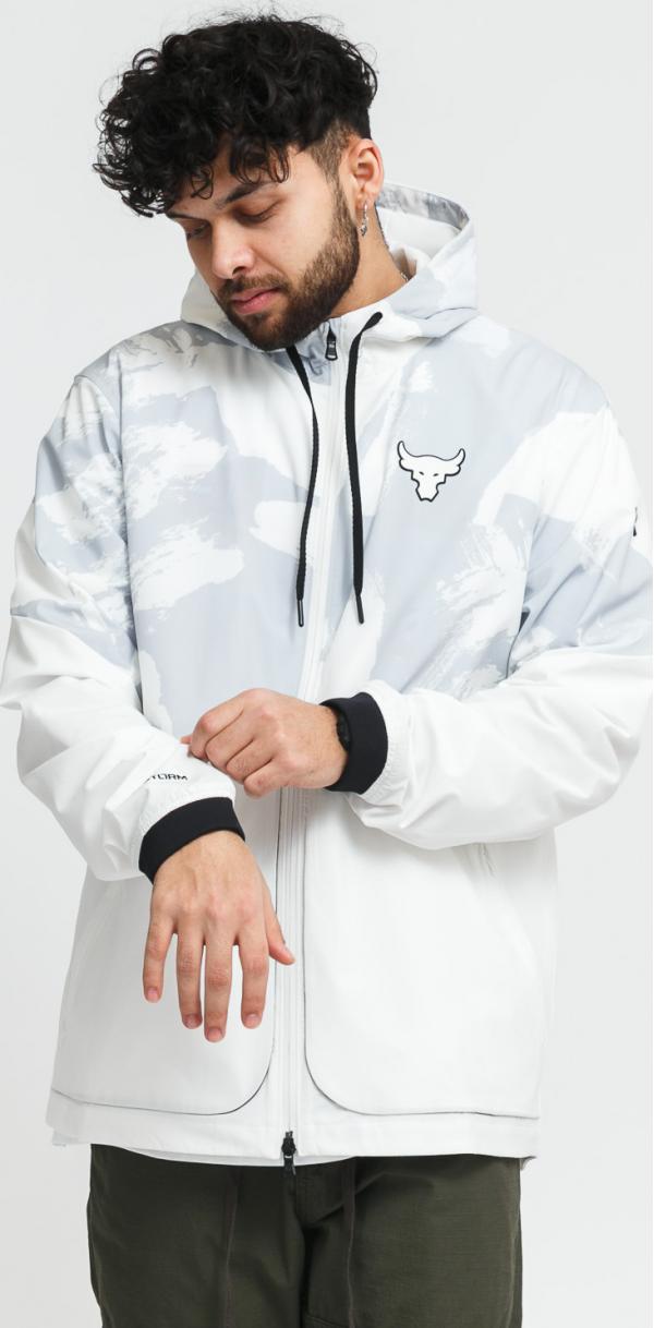Under Armour Project Rock egacy Windbreaker bílá / šedá