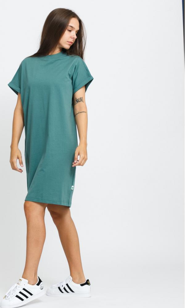 Urban Classics Ladies Organic Cotton Cut On leeve Tee Dress zelené