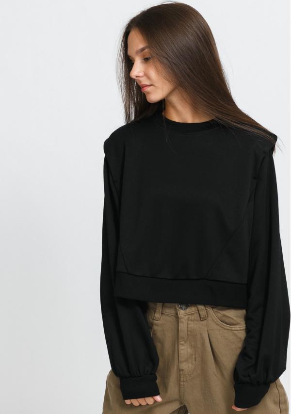 Urban Classics adies Padded houlder odal Terry Crewneck černá