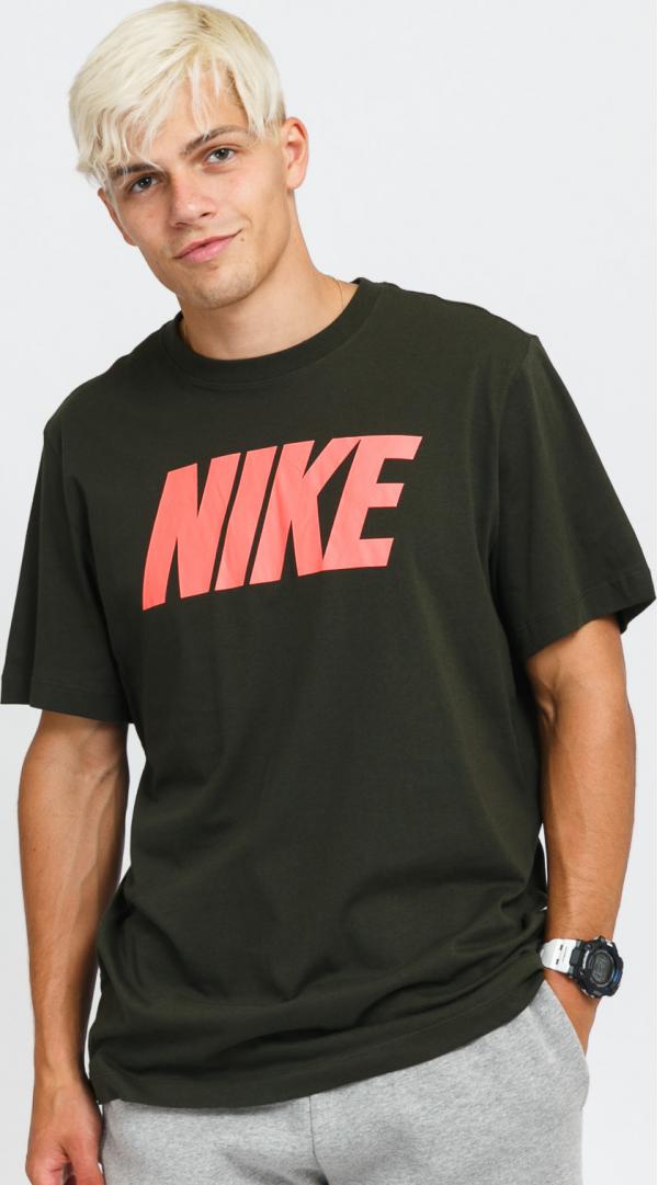 Nike M NSW Tee Icon Nike Block tmavě olivové