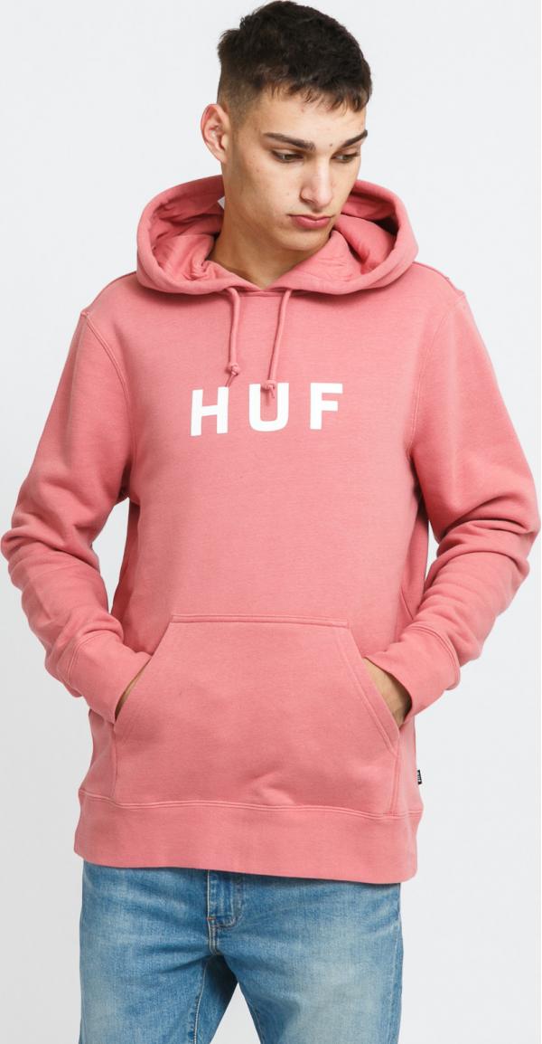 HUF Essentials OG ogo Hoodie růžová