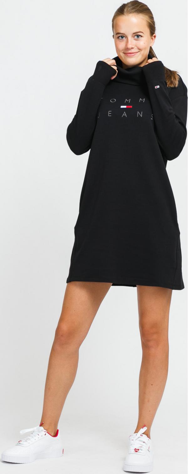 TOMMY JEANS W ock Neck ogo Dress černé