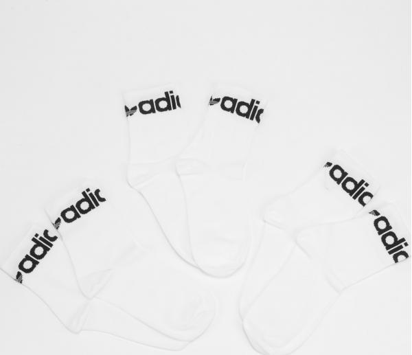 adidas Originals 3Pack Fold Cuff Crew bílé