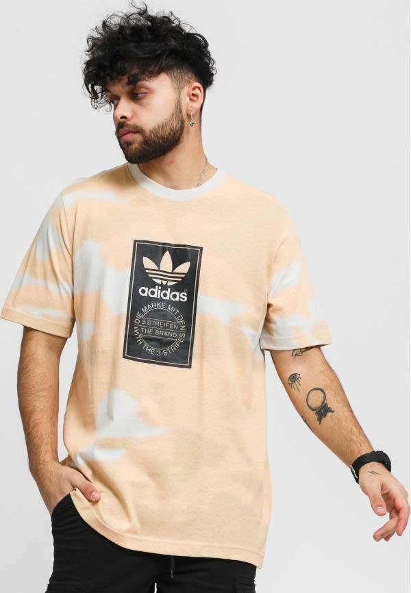 adidas Originals Camo Aop Tongue Label Tee camo světle oranžové / béžové / šedé