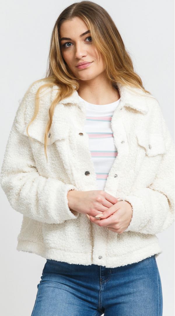 Urban Classics adies Sherpa Trucker Jacket krémová