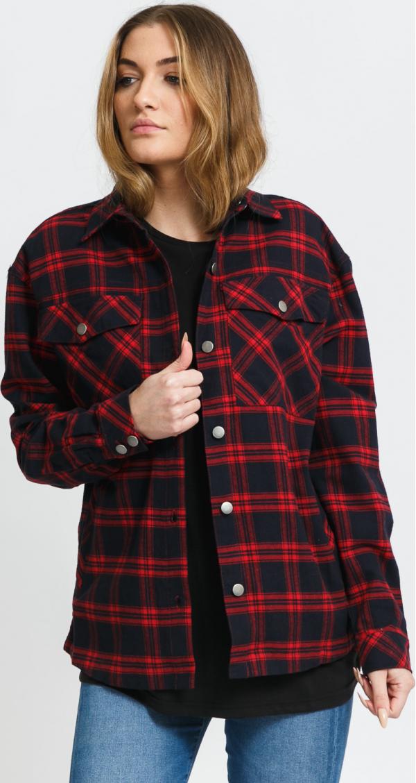 Urban Classics Ladies Oversized Overshirt navy / červená
