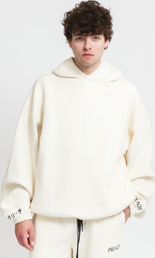 PREACH Oversized Waffle Hoodie krémová