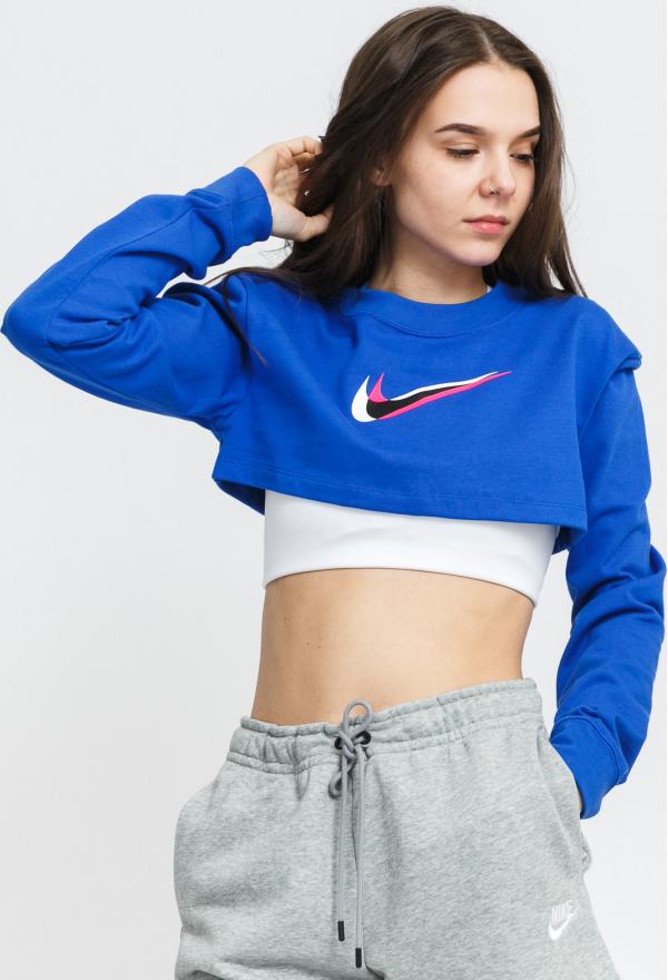 Nike W NSW Top S Crop Print tmavě modré