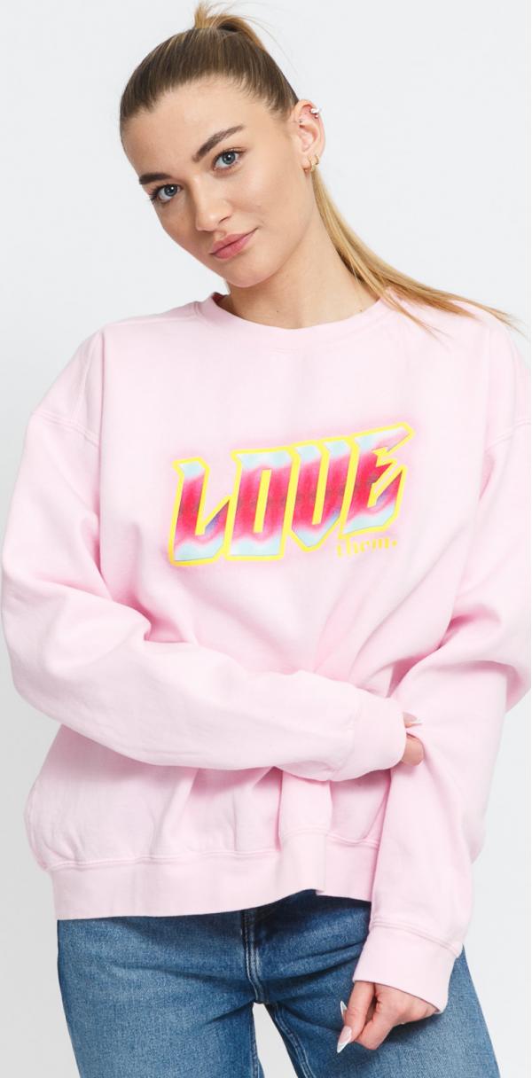 LOVE THEM Womens Crewneck Glow Not Glow růžová