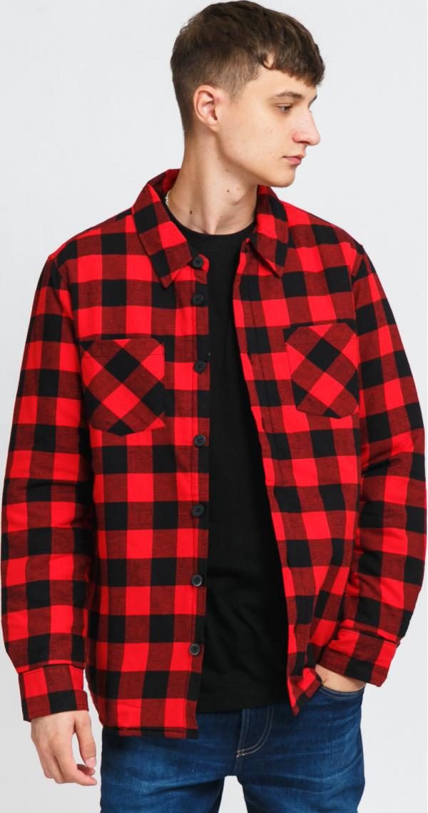 Urban Classics Padded Check Flannel Shirt červená / černá