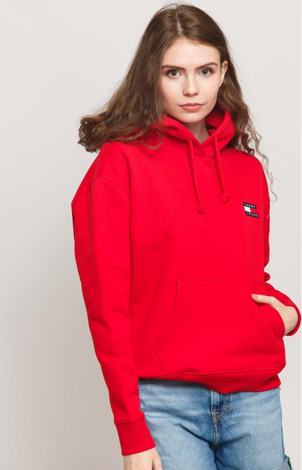 TOMY JEAN W Tommy Badge Hoody červená