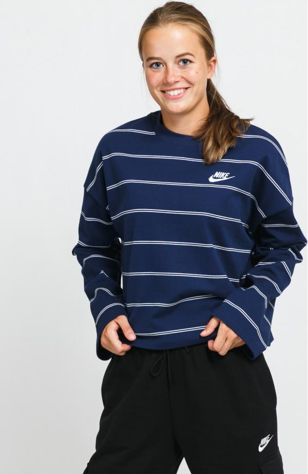 Nike W NSW JSY Stripe  Top navy / bílé