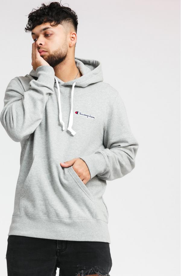 Champion Script ogo Hooded Sweatshirt melange šedá